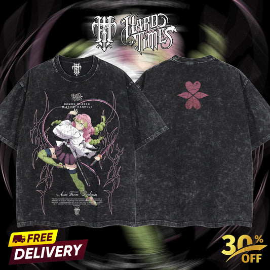 HardTimesClothing - Mitsuri Demons Slayer Retro Edition Vintage Unisex Oversize Anime Manga Acid Washed Cotton T-shirt, graphic tee,anime merch fan, outfits men,boys merch