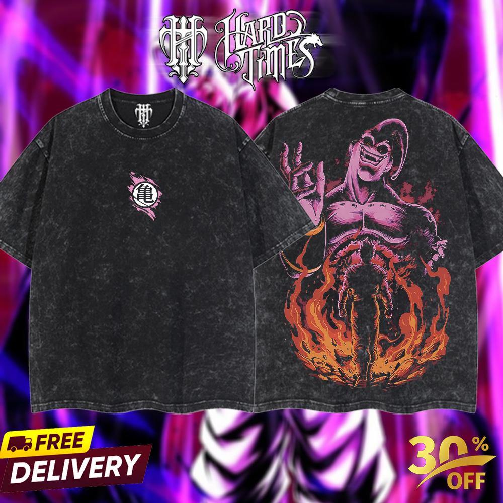 HardTimeClothing - Majin Buu x Gohan DragonBall Vintage Unisex Oversize Anime Manga Acid Washed Heavyweight Cotton T-shirt, graphic tee,anime merch fan, outfits men