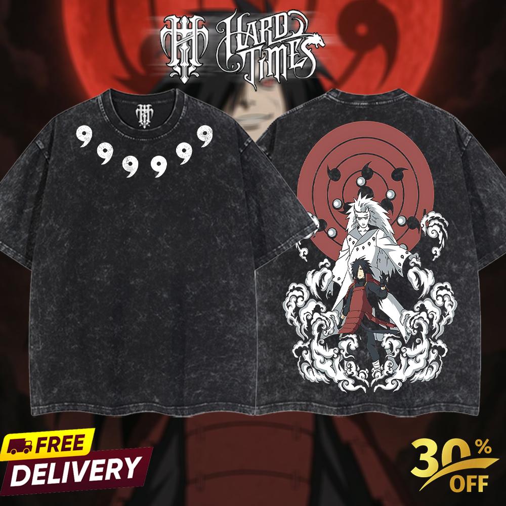 HardTimesClothing - "Uchiha Madara" Naruto Retro Vintage Unisex Oversize Anime Manga Acid Washed Heavyweight Cotton T-shirt, Anime Merch, Gift For Anime Fan. Clothes Oversized