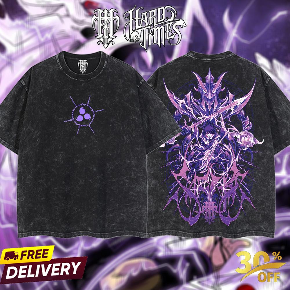 HardTimesClothing - "Sasuke X Susanoo" Naruto Retro Vintage Unisex Oversize Anime Manga Acid Washed Heavyweight Cotton T-shirt, Anime Merch, Gift For Anime Fan. Clothes Oversized
