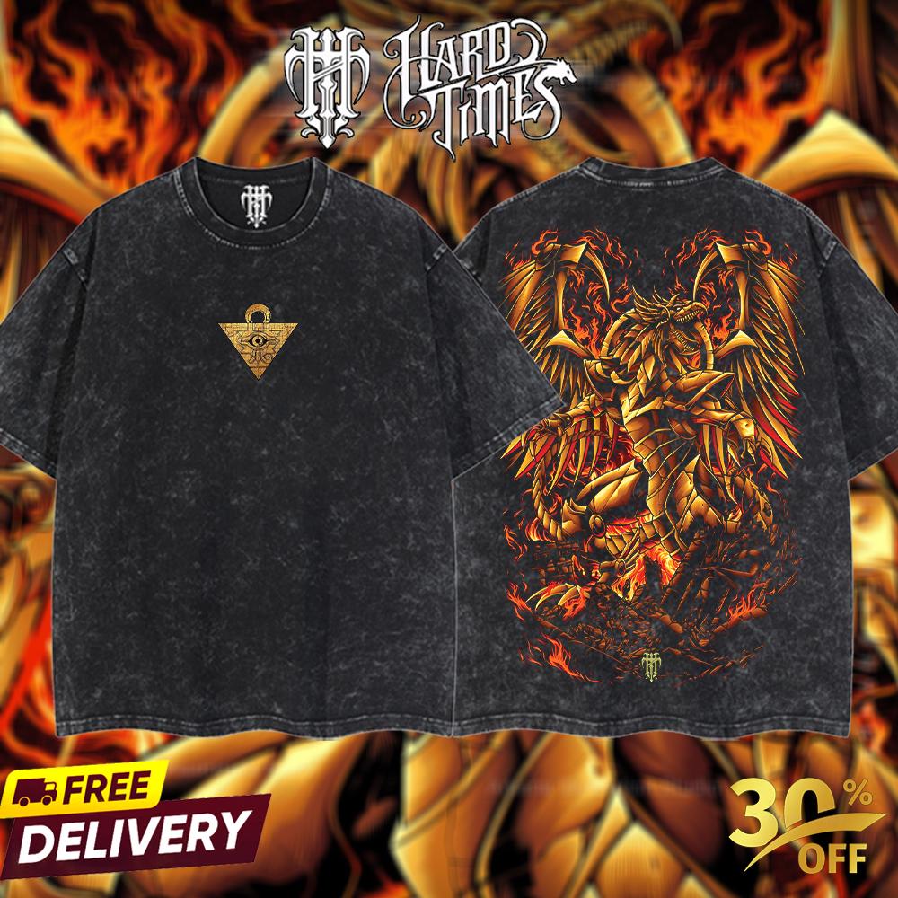 HardTimeClothing - The Winged Dragon of Ra Yugioh Retro Vintage Unisex Oversize Anime Manga Acid Washed Heavyweight Cotton T-shirt, Anime Merch, Gift For Anime Fan. Clothes Oversized