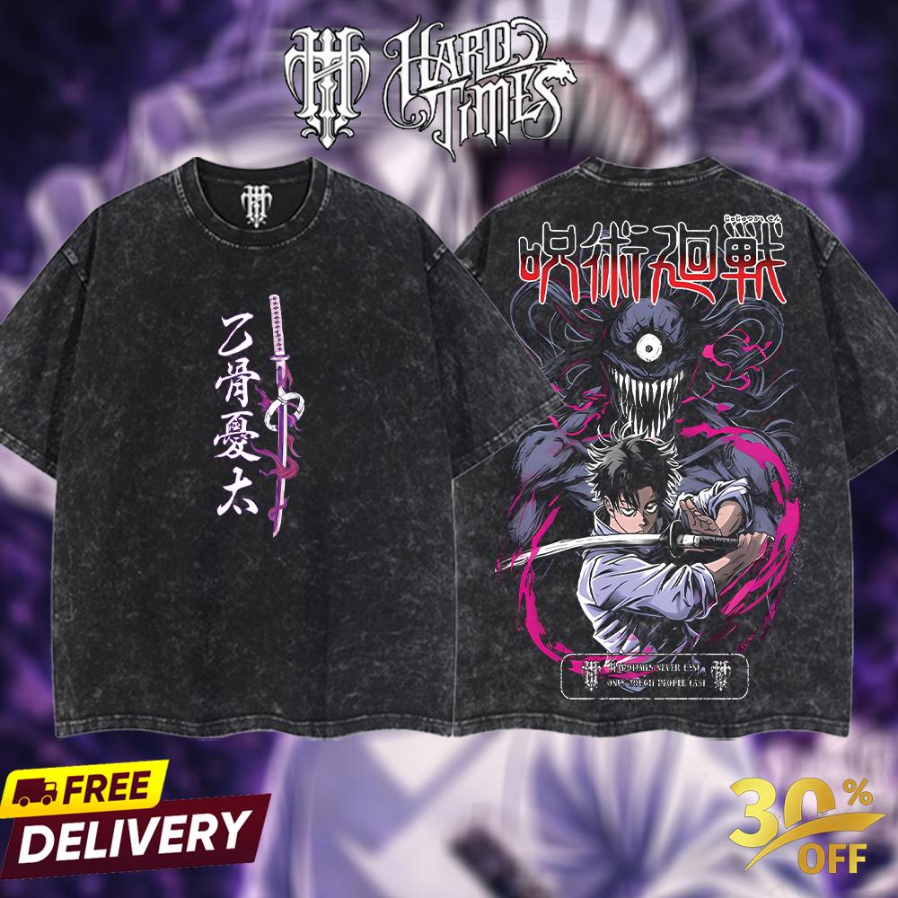 HardTimesClothing Yuta Okkotsu v2 Jujutsu Kaisen season 3 2026 Retro Vintage Unisex Oversize Anime Manga Acid Washed Heavyweight Cotton T-shirt, Anime Merch, Gift For Anime Fan. Menswear Oversized