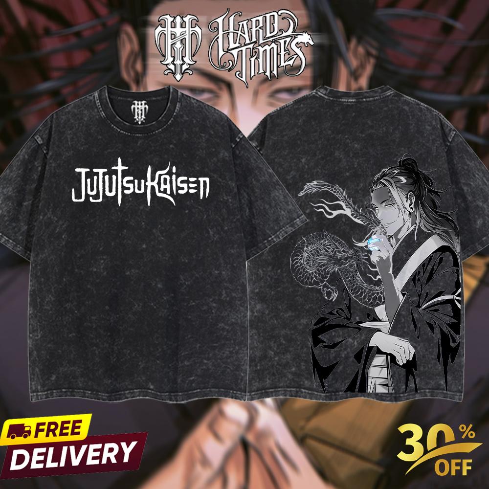 HardTimesClothing "Geto x kenjaku" Jujutsu Kaisen Retro Vintage Unisex Oversize Anime Manga Acid Washed Heavyweight Cotton T-shirt, Anime Merch, Gift For Anime Fan. Clothes Oversized