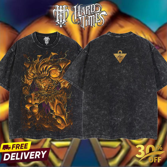 HardTimeClothing - Exodia God YugiOh Vintage Unisex Oversize Anime Manga Washed Heavyweight Cotton T-shirt, Gift For Anime Fan