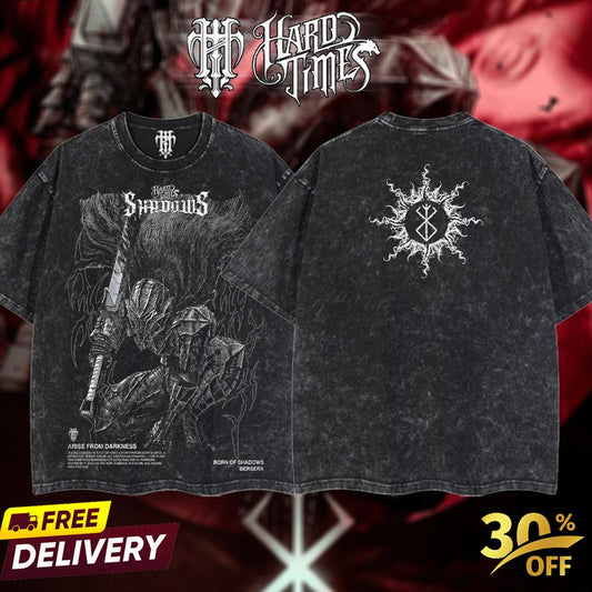 Hardtimesclothing - Guts berserk Retro Edition Vintage Unisex Oversize Anime Manga Acid Washed Cotton T-shirt, graphic tee,anime merch fan, outfits men,boys merch