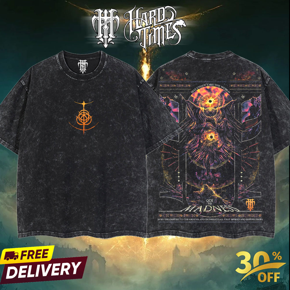 HardTimesClothing - Frenzy Flame Eldenring Boss Retro Edition Vintage Unisex Oversize Anime Manga Acid Washed Cotton T-shirt, graphic tee,anime merch fan, outfits men,boys merch