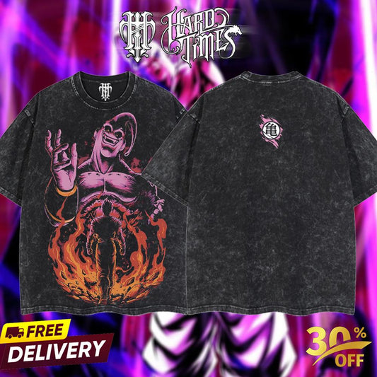 HardTimeClothing - Majin Buu x Gohan DragonBall Vintage Unisex Oversize Anime Manga Acid Washed Heavyweight Cotton T-shirt, graphic tee,anime merch fan, outfits men