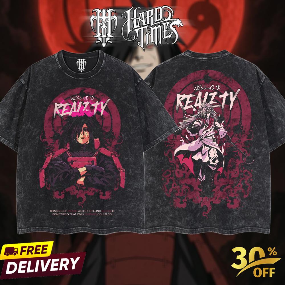HardTimesClothing - "Uchiha Madara" Naruto Retro Vintage Unisex Oversize Anime Manga Acid Washed Heavyweight Cotton T-shirt, Anime Merch, Gift For Anime Fan. Clothes Oversized