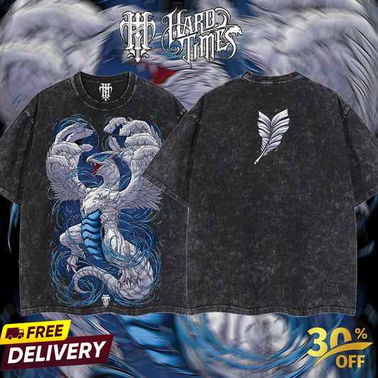 HardTimeClothing - Lugia Pokemon Retro Vintage Unisex Oversize Anime Manga Acid Washed Heavyweight Cotton T-shirt, Anime Merch, Gift For Anime Fan. Clothes Oversized