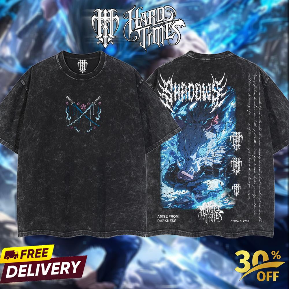 HardTimeClothing - Inosuke Demonslayer Retro Vintage Unisex Oversize Anime Manga Acid Washed Heavyweight Cotton T-shirt, Anime Merch, Gift For Anime Fan. Clothes Oversized