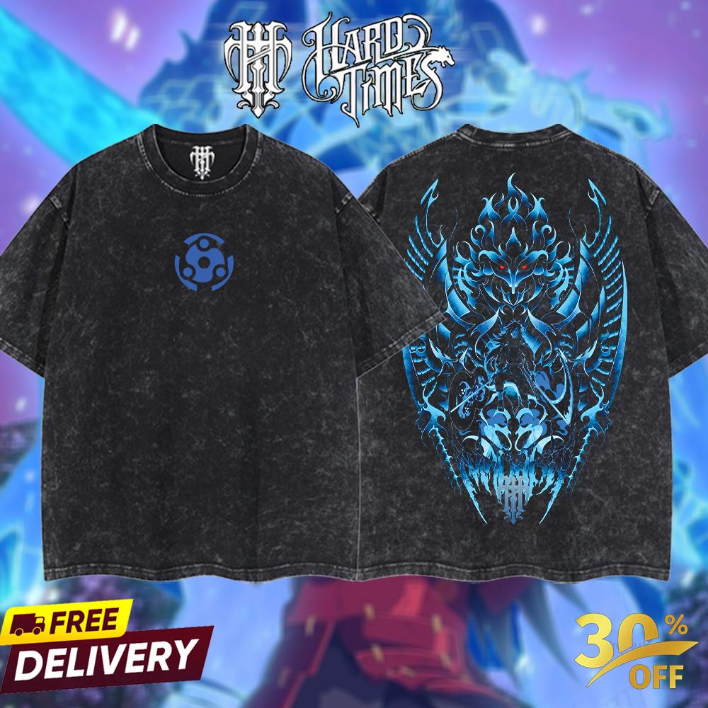 HardTimesClothing - "Uchiha Madara" Naruto Retro Vintage Unisex Oversize Anime Manga Acid Washed Heavyweight Cotton T-shirt, Anime Merch, Gift For Anime Fan.