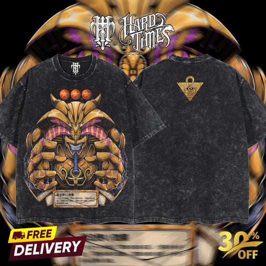 HardTimeClothing - Retro Vintage Exodia God YugiOh Vintage Unisex Oversize Anime Manga Washed Heavyweight Cotton T-shirt, Gift For Anime Fan