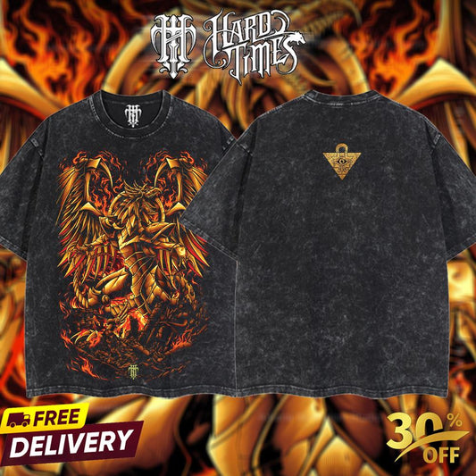 HardTimeClothing - The Winged Dragon of Ra Yugioh Retro Vintage Unisex Oversize Anime Manga Acid Washed Heavyweight Cotton T-shirt, Anime Merch, Gift For Anime Fan. Clothes Oversized
