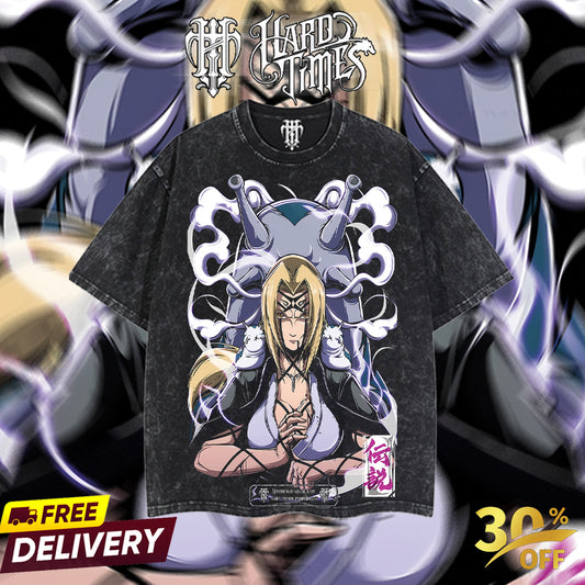 HardTimesClothing - Tsunade Sannin Naruto Anime Limited Edition Death Reaper Seal Double Printed Oversize Lightweight Acid Washed Hoodie, graphic hoodies men streetwear (Copy)