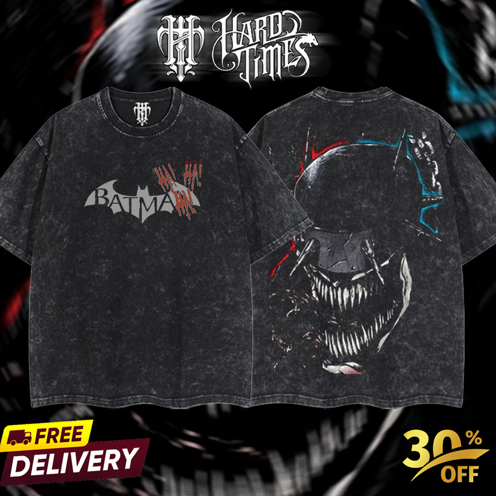 HardTimesClothing - The Batman Who Laughs DC Retro Limited Vintage, Collection Movie Oversized Washed Tee Acid Washed Lightweight TSHIRT, Gift for him her Clothes Cotton Superhero, Super villain.