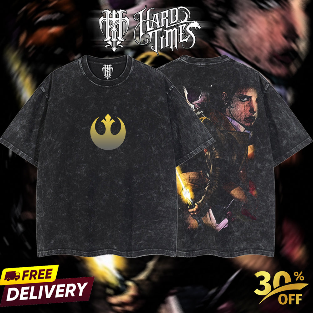 HardTimesClothing - Luke Skywalker Rebel Alliance Starwar Retro Limited Vintage, Collection Movie Oversized Washed Tee Acid Washed Lightweight TSHIRT, Gift for him her Clothes Cotton Superhero, Super villain.