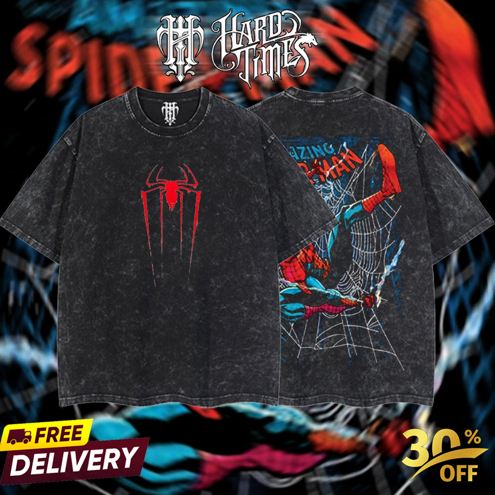 HardTimesClothing - SpiderMan Amazing Marvel Retro Limited Vintage, Collection Movie Oversized Washed Tee Acid Washed Lightweight TSHIRT, Gift for him her Clothes Cotton Superhero, Super villain. (Copy) (Copy) (Copy) (Copy)