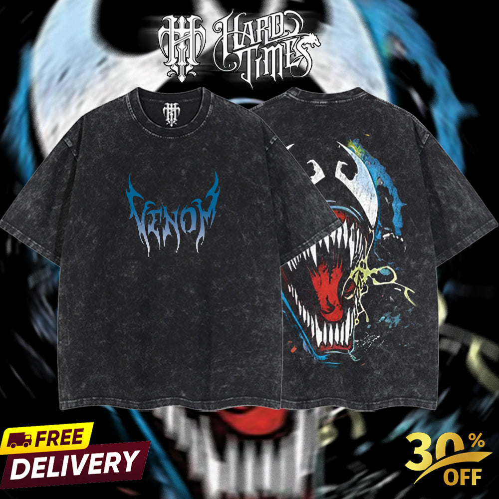 HardTimesClothing - Venom Marvel Retro Limited Vintage, Collection Movie Oversized Washed Tee Acid Washed Lightweight TSHIRT, Gift for him her Clothes Cotton Superhero, Super villain. (Copy) (Copy) (Copy) (Copy) (Copy)