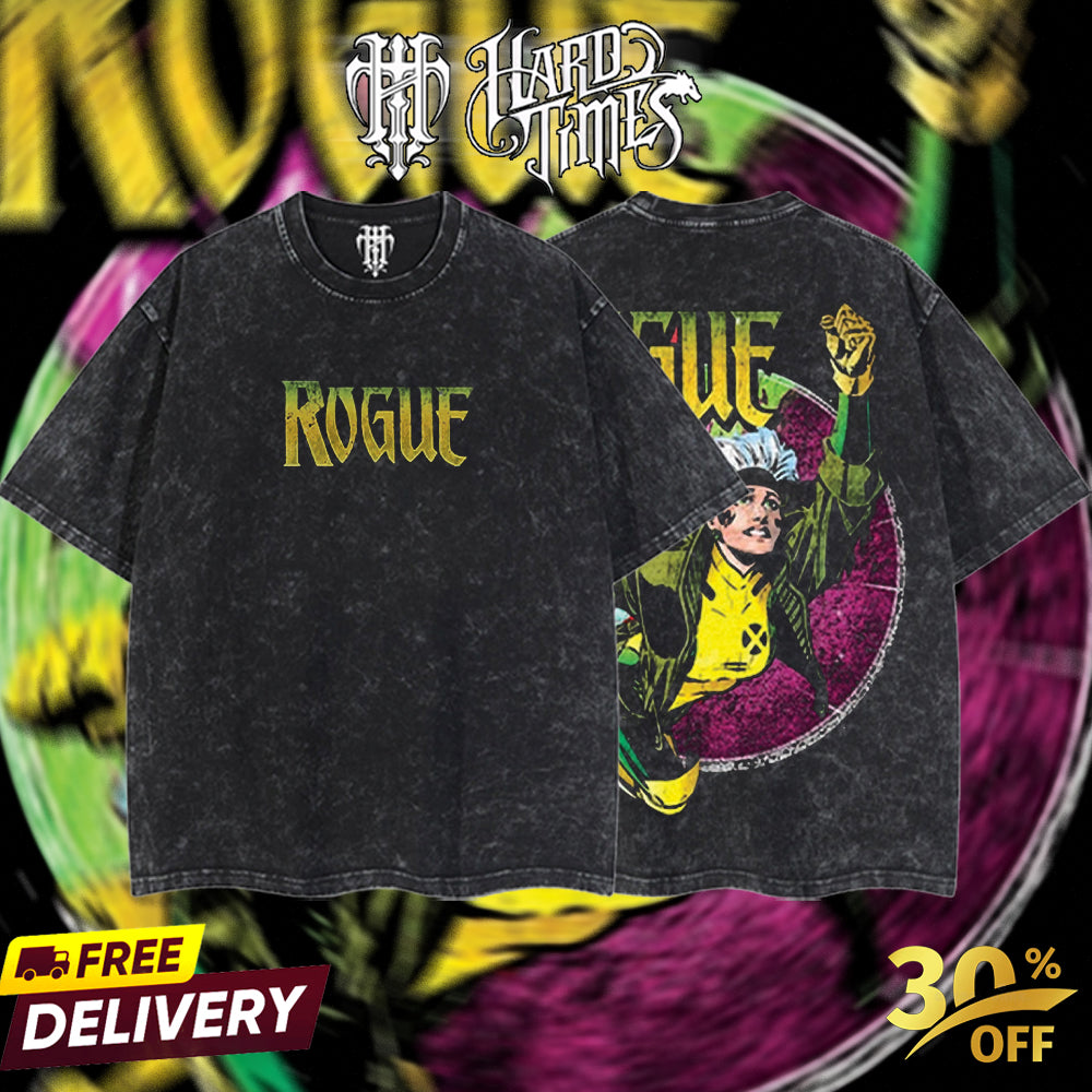 HardTimesClothing - Rogue X-men Marvel Retro Limited Vintage, Collection Movie Oversized Washed Tee Acid Washed Lightweight TSHIRT, Gift for him her Clothes Cotton Superhero, Super villain. (Copy) (Copy) (Copy) (Copy) (Copy)