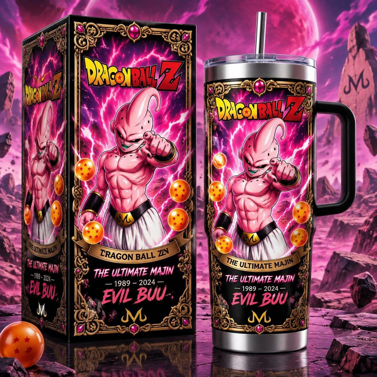 (Normal White Box) Tumbler 40oz - Evil buu Dragonball
