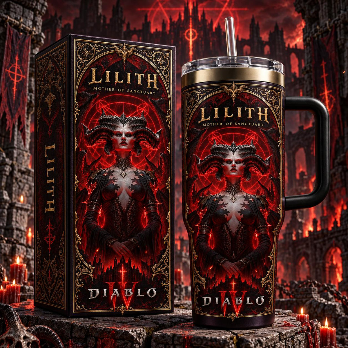 (Normal White Box) Tumbler 40oz -  Lilith Diablo 4