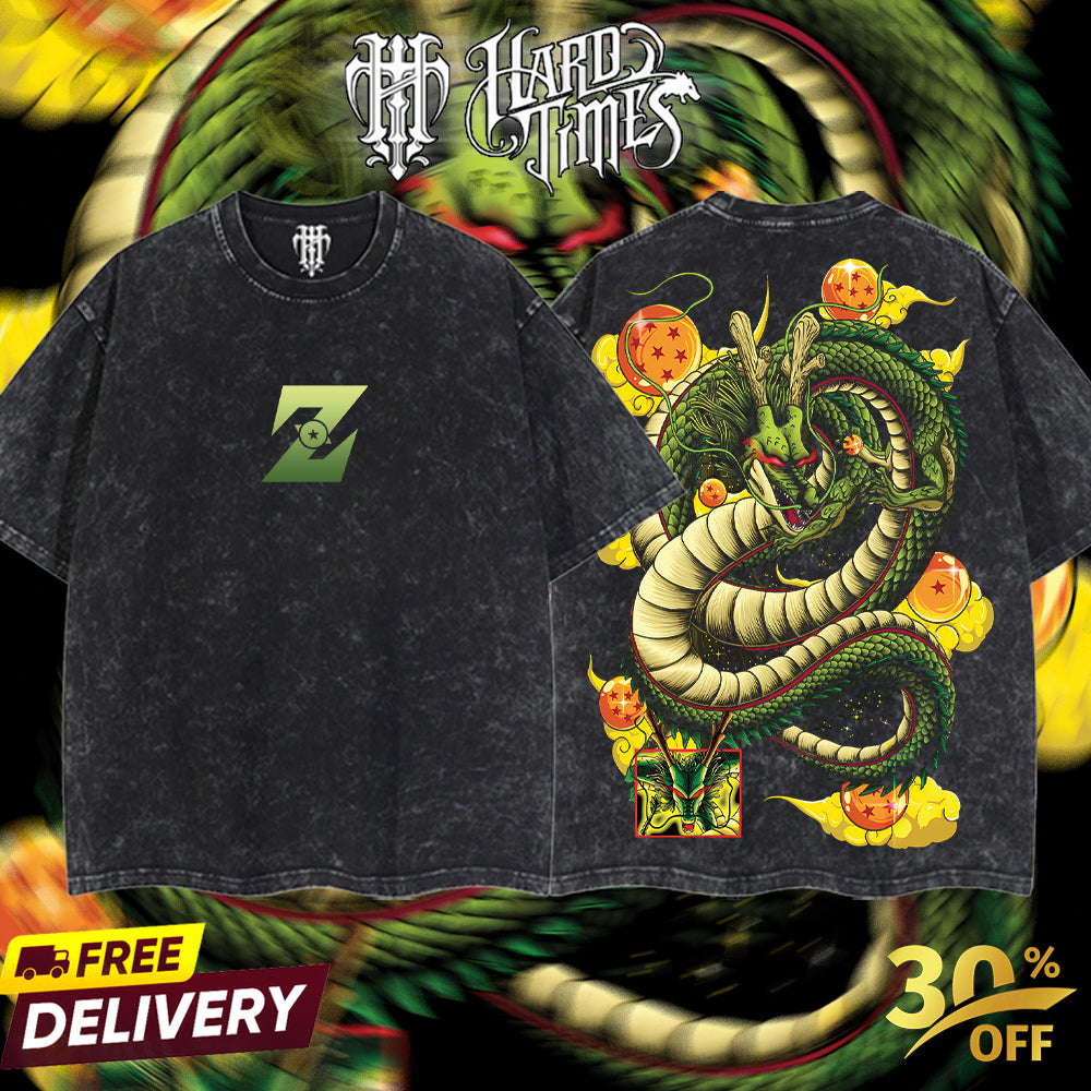 HardTimesClothing Shenron Dragonball Retro Vintage Unisex Oversize Anime Manga Acid Washed Heavyweight Cotton T-shirt, Anime Merch, Gift For Anime Fan. Menswear Oversized. (Copy) (Copy)