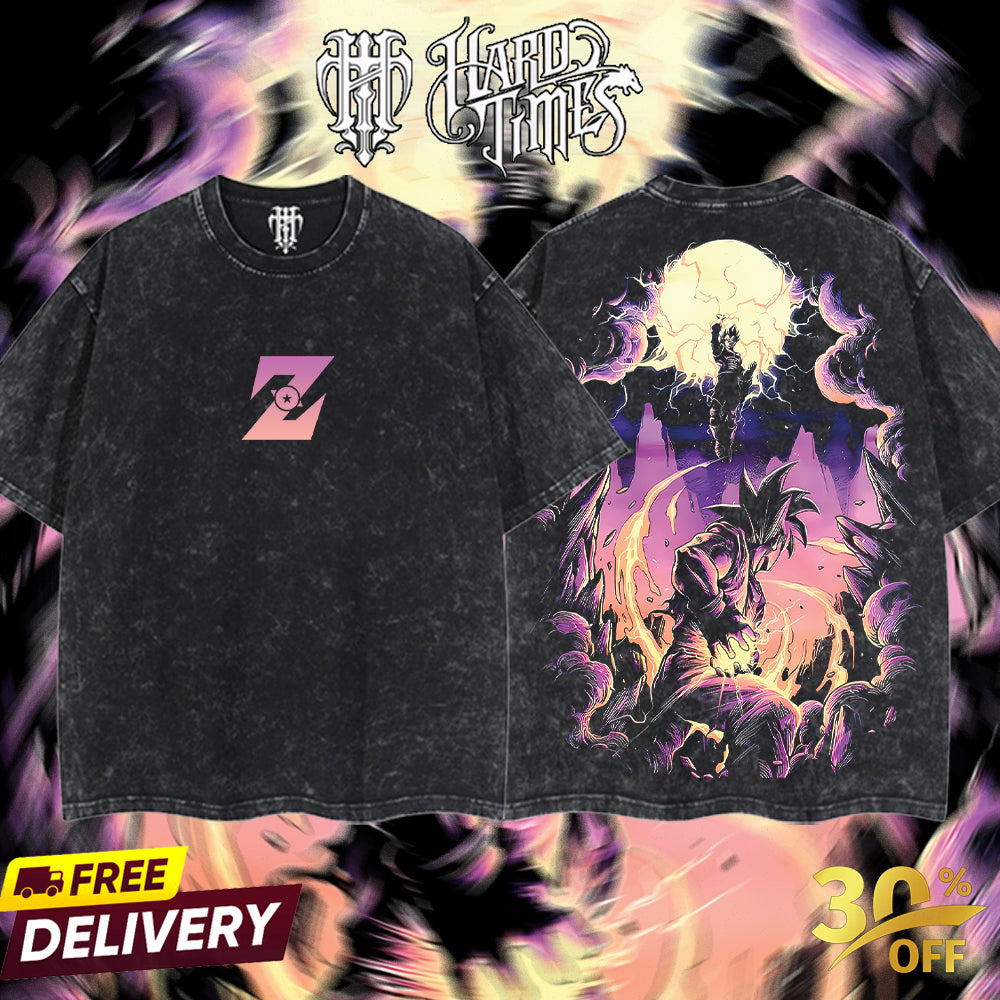 HardTimesClothing Goku vs Vegeta Dragonball Retro Vintage Unisex Oversize Anime Manga Acid Washed Heavyweight Cotton T-shirt, Anime Merch, Gift For Anime Fan. Menswear Oversized.