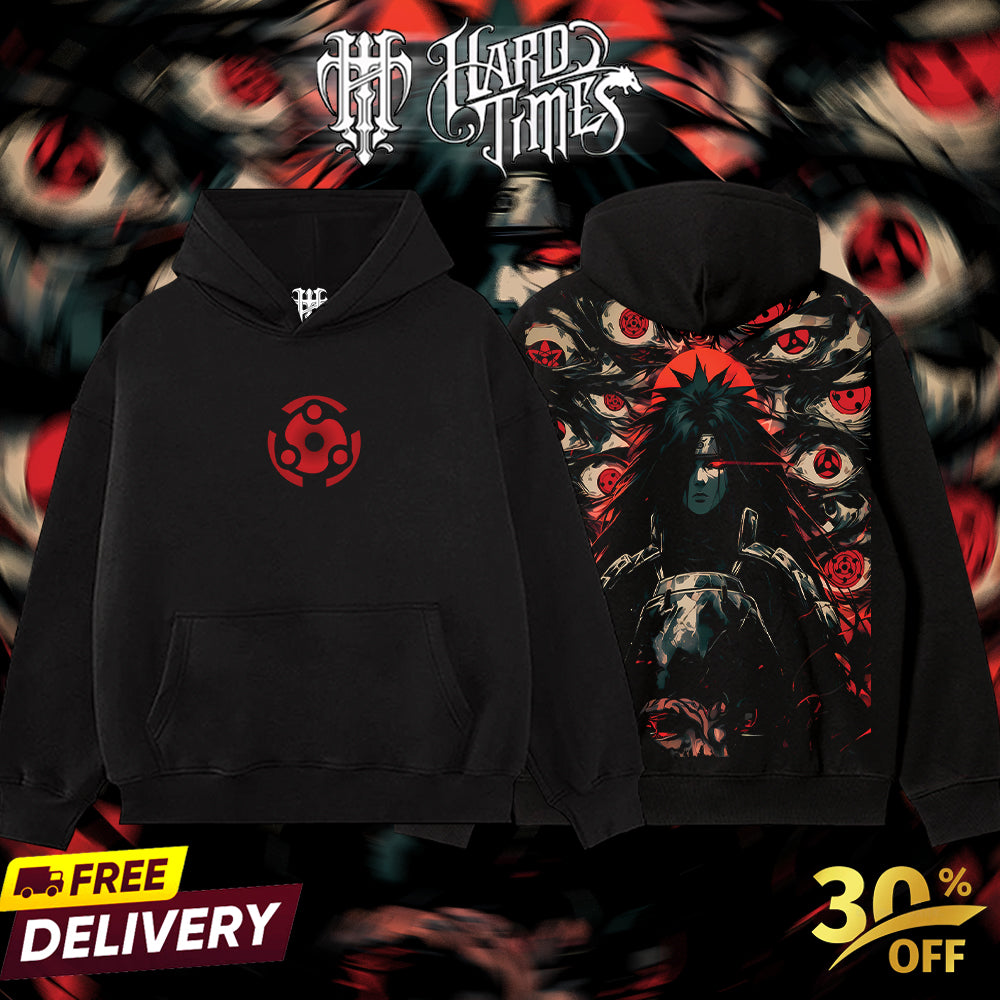 HardTimesClothing - "Uchiha Madara" Naruto Retro Vintage Unisex Oversize Anime Manga Acid Washed Heavyweight Cotton T-shirt, Anime Merch, Gift For Anime Fan.
