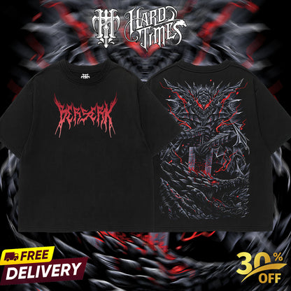 HardTimeClothing - Guts Berserk Retro Vintage Unisex Oversize Anime Manga Acid Washed Heavyweight Cotton T-shirt, Anime Merch, Gift For Anime Fan. Clothes Oversized