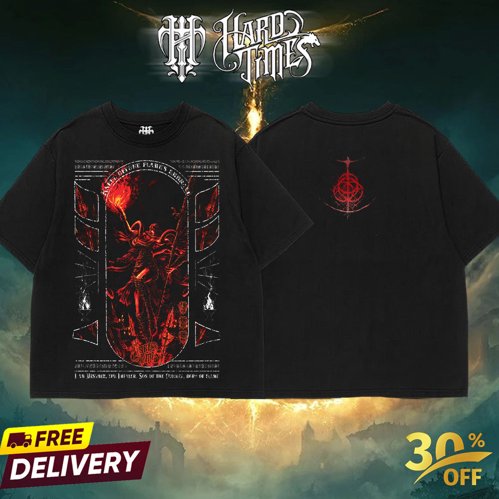 HardTimesClothing - Messmer The Impaler Elden Ring Vintage Unisex Oversize Anime Manga Acid Washed Heavyweight Cotton T-shirt, Anime Merch, Gift For Anime Fan.