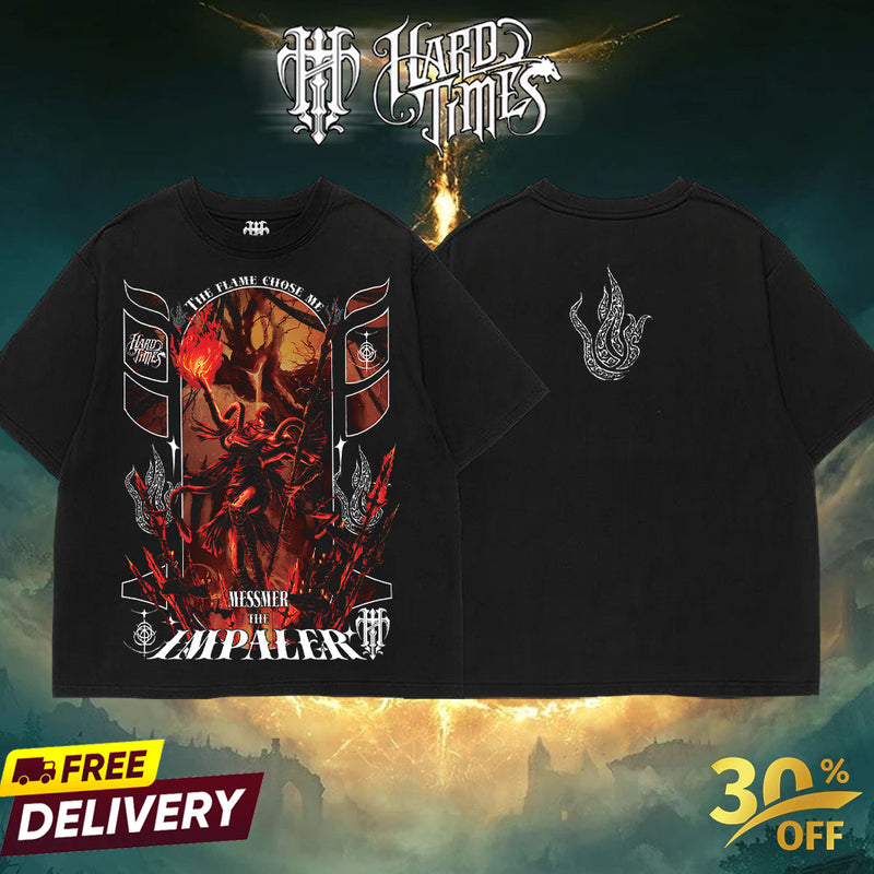 HardTimesClothing Messmer The Impaler 28.11 Elden Ring Retro Vintage Unisex Oversize Anime Manga Acid Washed Heavyweight Cotton T-shirt, Anime Merch, Gift For Anime Fan. Menswear Oversized