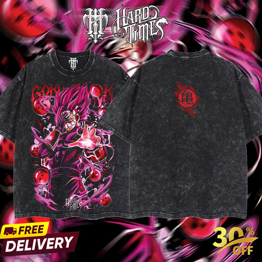 HardTimesClothing Zamasu Black goku Dragonball Retro Vintage Unisex Oversize Anime Manga Acid Washed Heavyweight Cotton T-shirt, Anime Merch, Gift For Anime Fan. Menswear Oversized