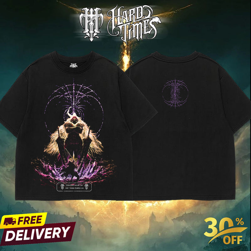 HardTimeClothing - Radahn Elden Ring Boss Retro Vintage Unisex Oversize Anime Manga Game Acid Washed Heavyweight Cotton T-shirt, Anime Merch, Gift For Anime Fan. Clothes Oversized