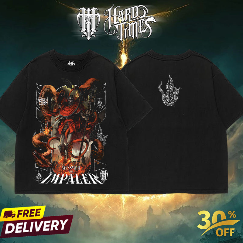HardTimesClothing Messmer The Impaler Elden Ring Retro Vintage Unisex Oversize Anime Manga Acid Washed Heavyweight Cotton T-shirt, Anime Merch, Gift For Anime Fan. Menswear Oversized