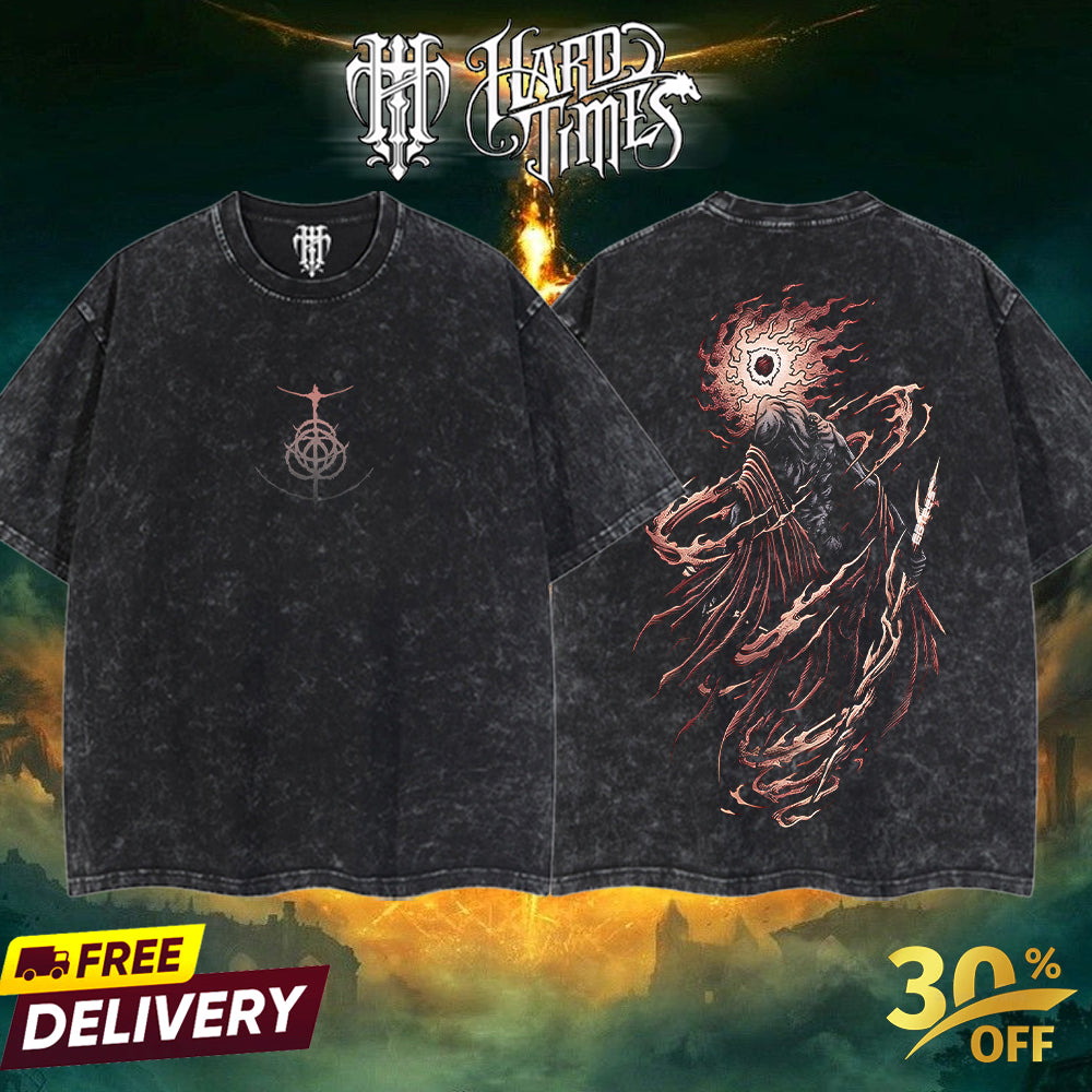 HardTimesClothing - Frenzy Flame v3 Elden Ring Boss, From Software Collection Game Oversized Washed Tee Acid Washed Lightweight TSHIRT, Gift for him her Clothes Cotton