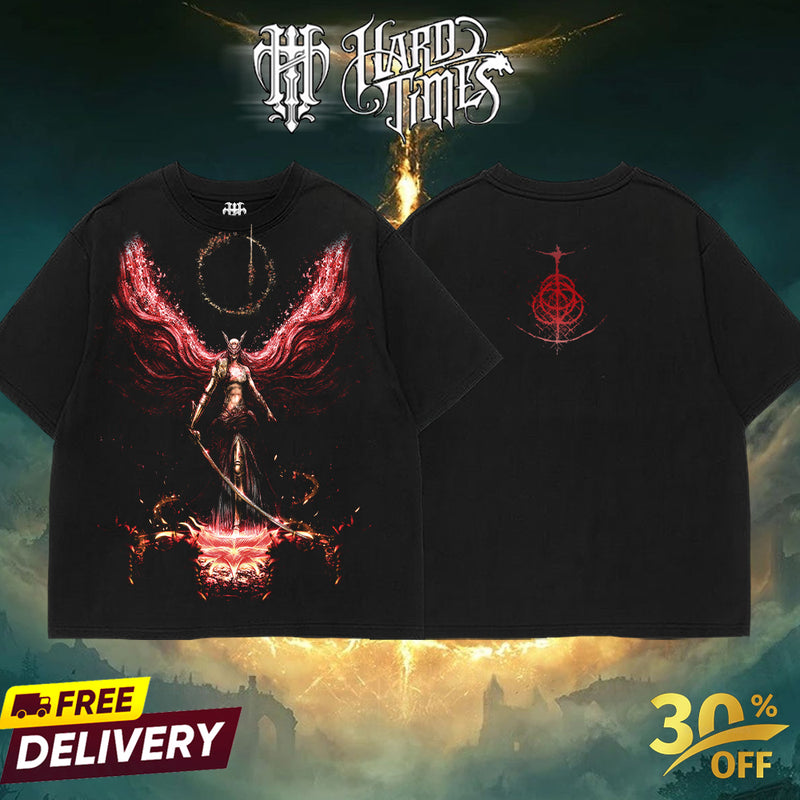 HardTimesClothing - Malenia Elden Ring Boss Retro Limited Vintage , From Software Collection Game Oversized Washed Tee Acid Washed Lightweight TSHIRT, Gift for him her Clothes Cotton