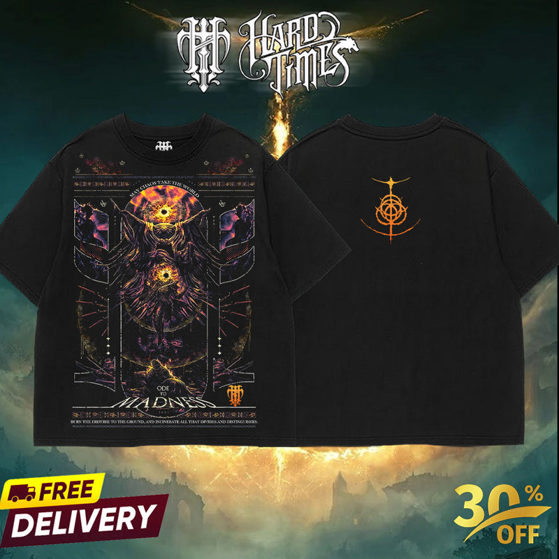 HardTimesClothing - Frenzy Flame Eldenring Boss Retro Edition Vintage Unisex Oversize Anime Manga Acid Washed Cotton T-shirt, graphic tee,anime merch fan, outfits men,boys merch