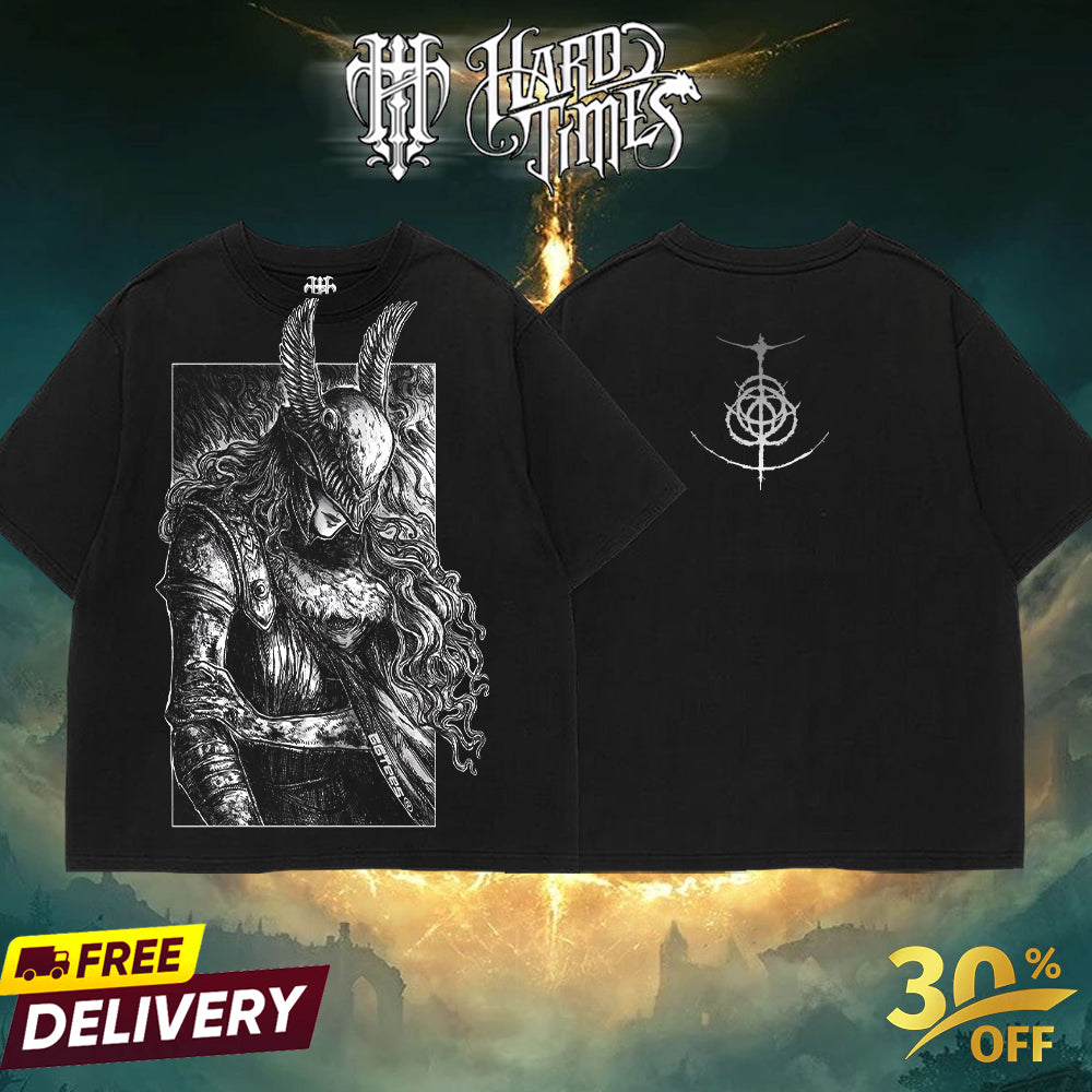 HardTimesClothing -Malenia Elden Ring Boss Retro Limited Vintage Malenia Elden Ring Boss, From Software Collection Game Oversized Washed Tee Acid Washed Lightweight TSHIRT, Gift for him her Clothes Cotton