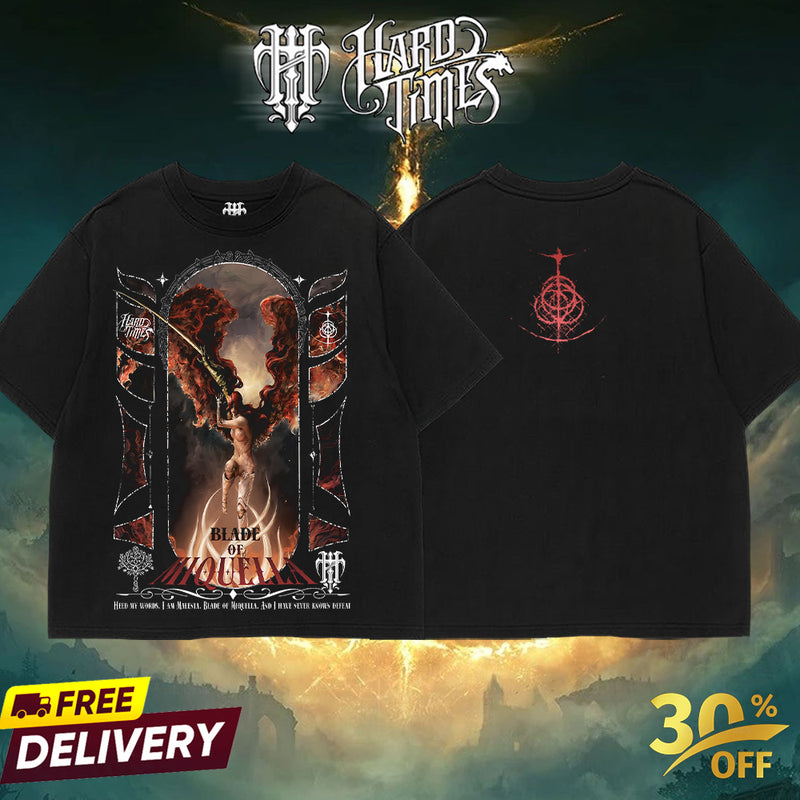 HardTimesClothing - Malenia Blade Of Miquella Elden Ring Boss 5.11 Retro Limited Vintage , From Software Collection Game Oversized Washed Tee Acid Washed Lightweight TSHIRT, Gift for him her Clothes Cotton