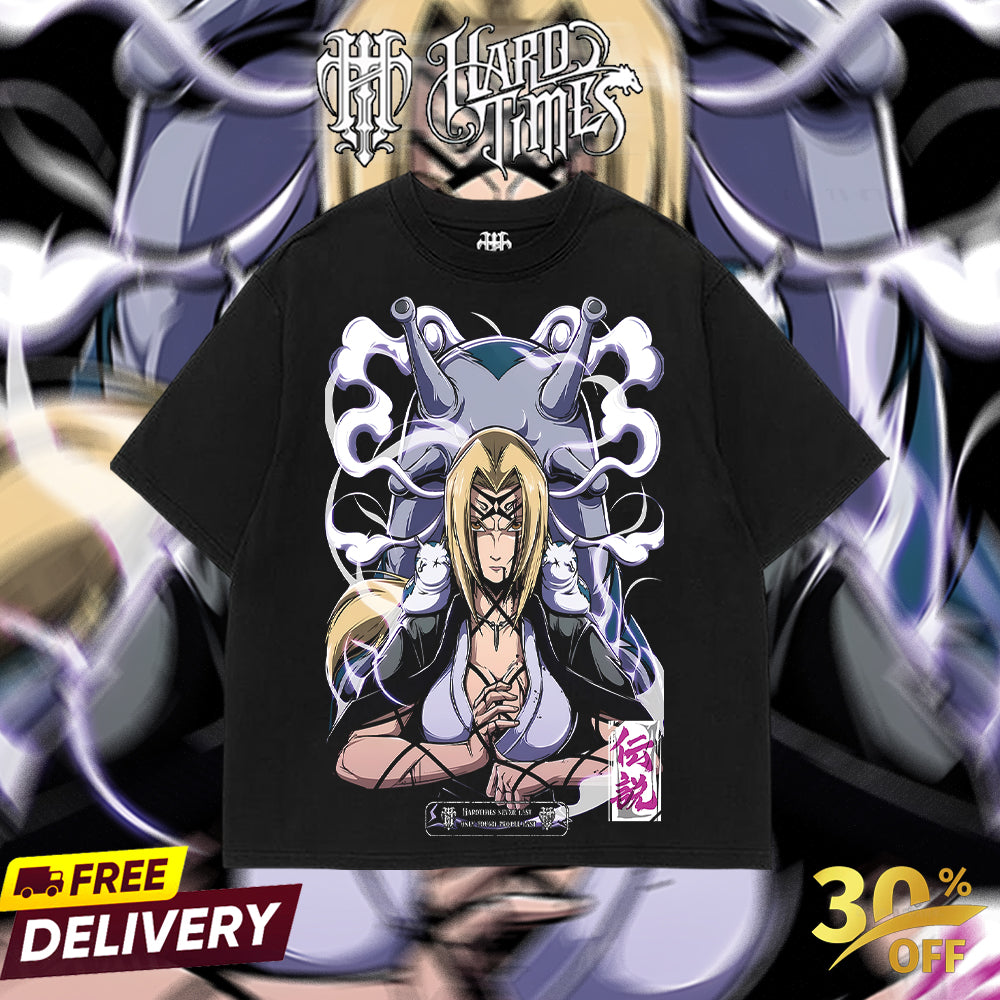 HardTimesClothing - Tsunade Sannin Naruto Anime Limited Edition Death Reaper Seal Double Printed Oversize Lightweight Acid Washed Hoodie, graphic hoodies men streetwear (Copy)