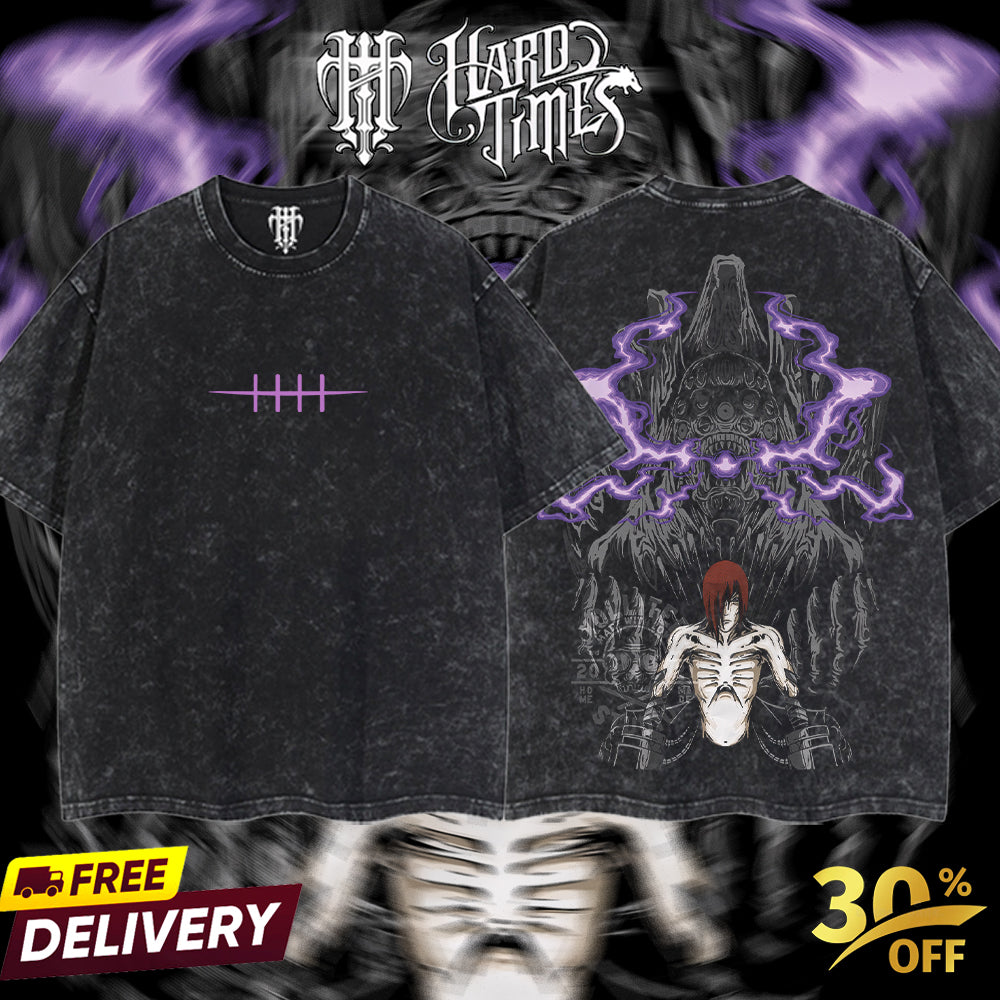 HardTimesClothing "Nagato uzumaki x gedo statue" Naruto Retro Vintage Unisex Oversize Anime Manga Acid Washed Heavyweight Cotton T-shirt, Anime Merch, Gift For Anime Fan.
