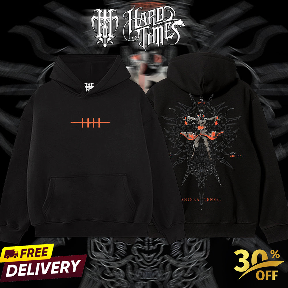 HardTimesClothing - Pain Naruto Anime Limited Edition Death Reaper Seal Double Printed Oversize Lightweight Acid Washed Hoodie, graphic hoodies men streetwear (Copy) (Copy)