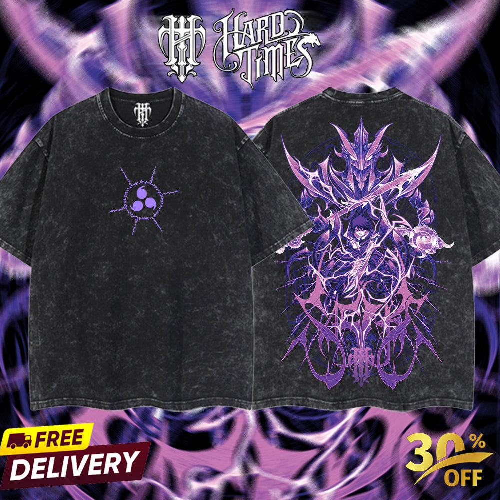 HardTimesClothing - "Sasuke X Susanoo" Naruto Retro Vintage Unisex Oversize Anime Manga Acid Washed Heavyweight Cotton T-shirt, Anime Merch, Gift For Anime Fan. Clothes Oversized