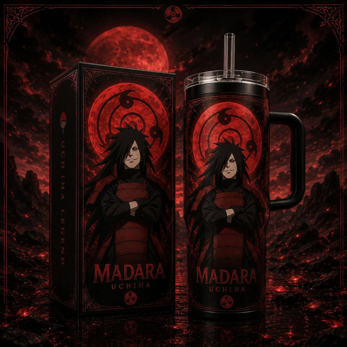 (Normal White Box) Tumbler 40oz - Madara Anime Naruto