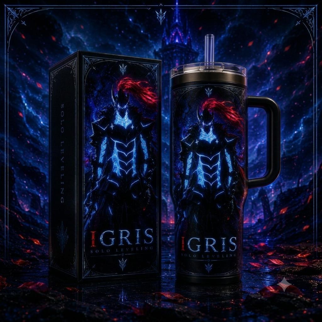 (Normal White Box) Tumbler 40oz - Igris Anime Solo Leveling