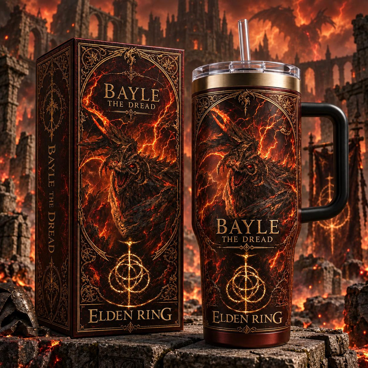 (Normal White Box) Tumbler 40oz - Bayle the Dread Eldenring
