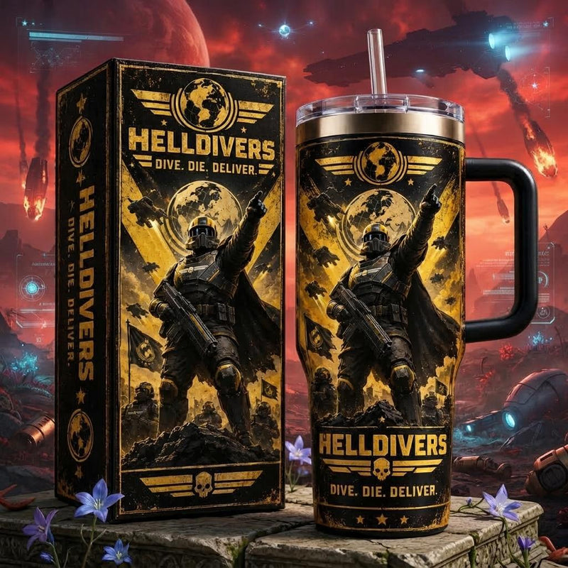 (Normal White Box) Tumbler 40oz - Helldivers II