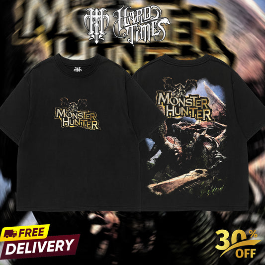 HardTimesClothing - Monster Hunter Retro Limited Vintage From Software Collection Game Oversized Washed Tee Acid Washed Lightweight TSHIRT, Gift for him her Clothes Cotton (Copy)