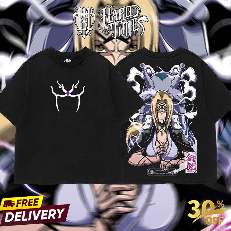 HardTimesClothing - Tsunade Sannin Naruto Anime Limited Edition Death Reaper Seal Double Printed Oversize Lightweight Acid Washed Hoodie, graphic hoodies men streetwear (Copy)