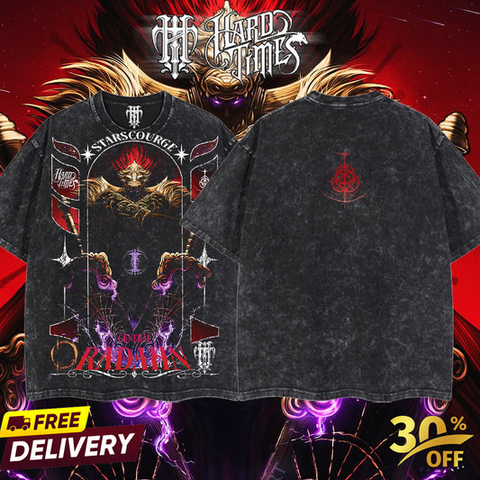 HardTimesClothing Radahn 10.11 Eldenring Boss Retro Vintage Unisex Oversize Anime Manga Acid Washed Heavyweight Cotton T-shirt, Anime Merch, Gift For Anime Fan. Menswear Oversized